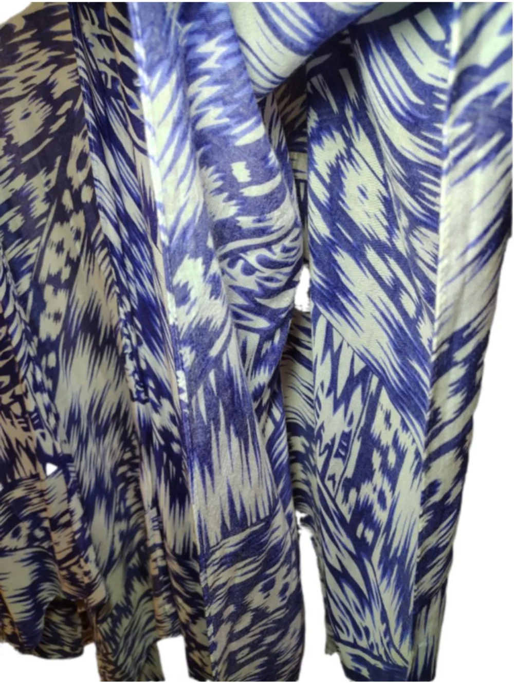 Michael Stars Blue White Ikat Scarf Sarong Swimsuit Cover-Up OS Resort Beach - Picture 5 of 7